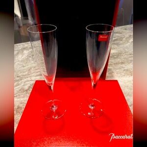 BACCARAT. Dom Perignon Champagne Crystal  Flutes, Set of Two